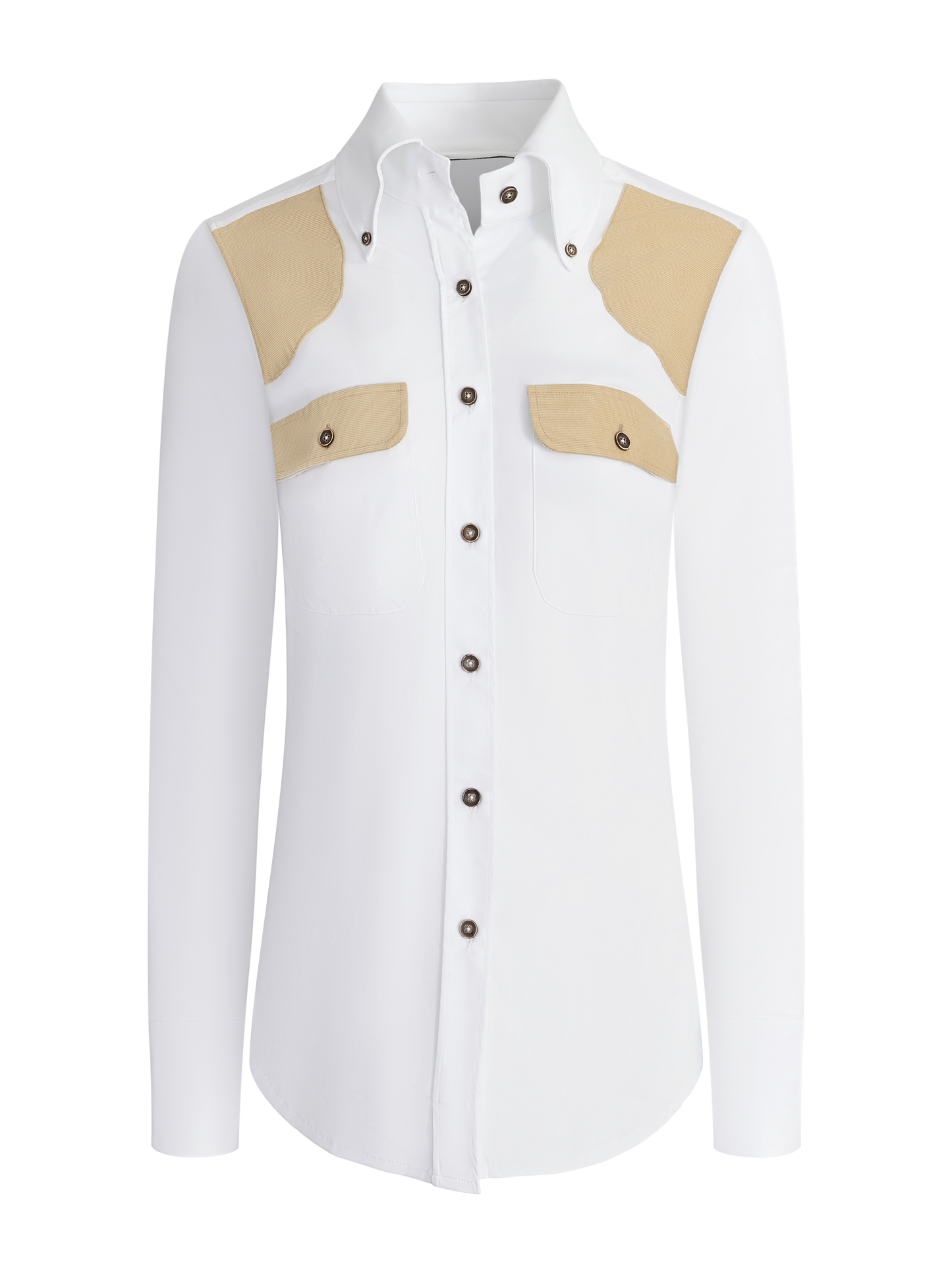 Beth Shirt in White with Tan