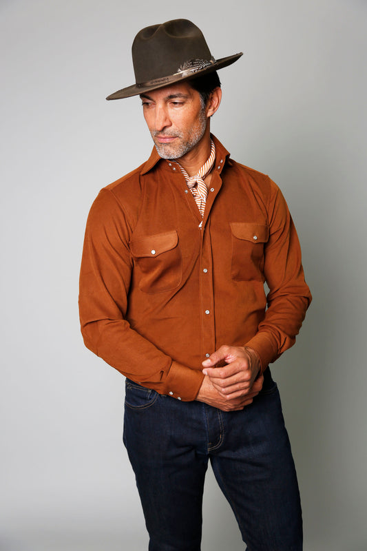 Kacey Shirt in Rust Brushed Twill