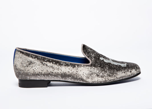 Slipper in Silver Sparkle with Silver Logo