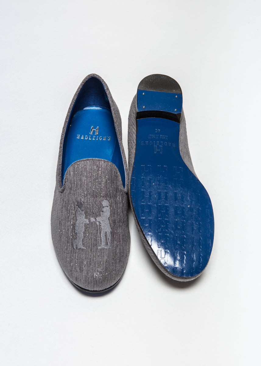 Slipper in Grey Sparkle with Grey Logo