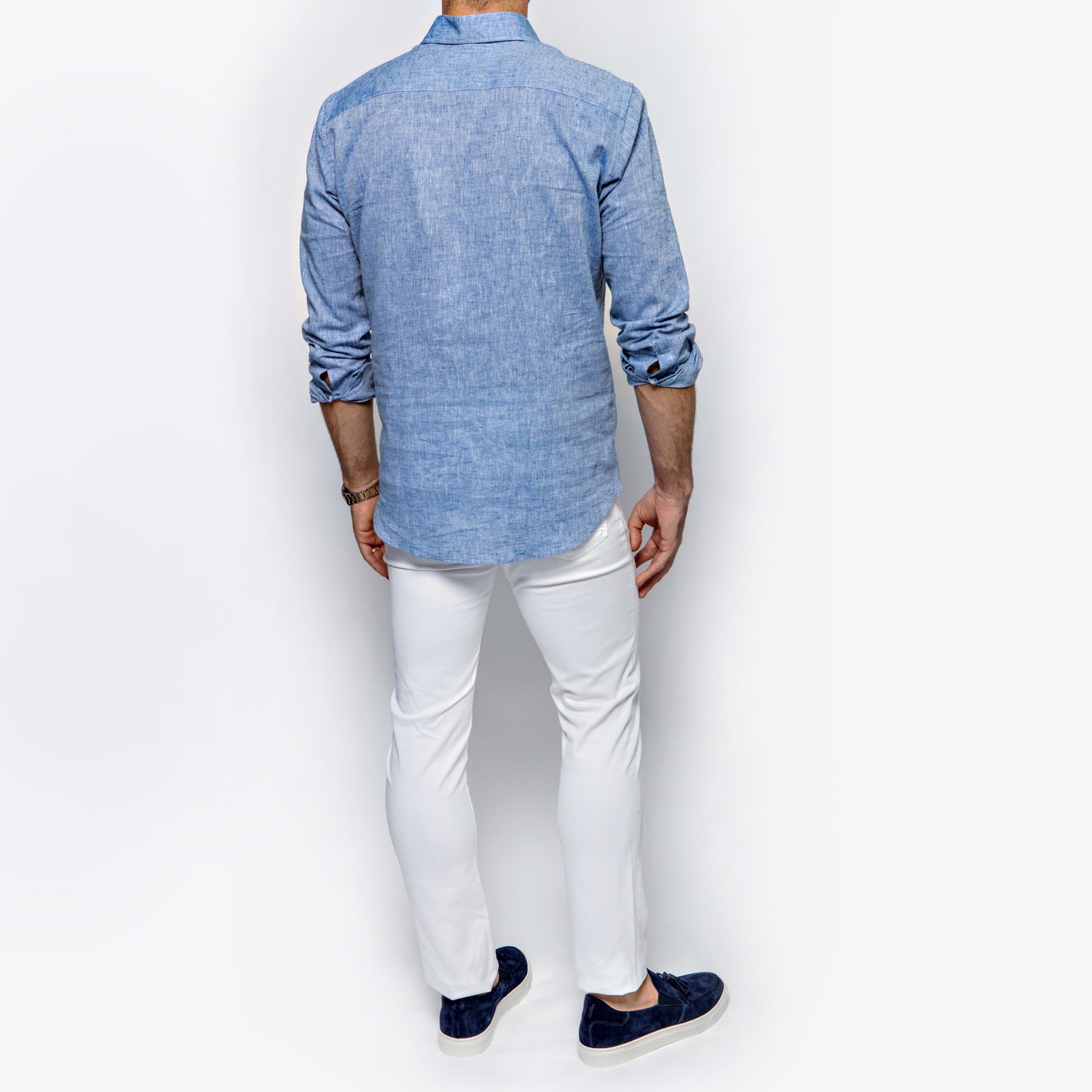 Linen Popover Shirt in Chambray Blue