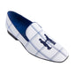 Slipper in White with Blue Plaid