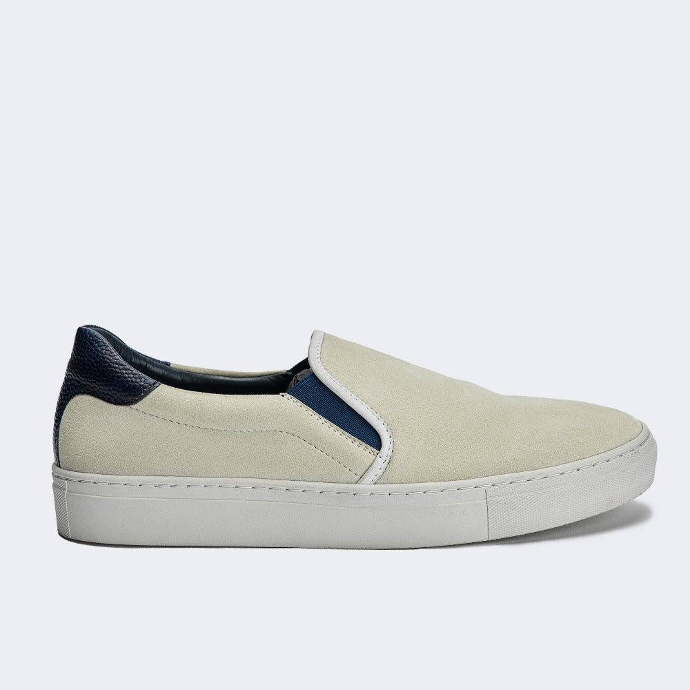Ed Slip On in White Suede
