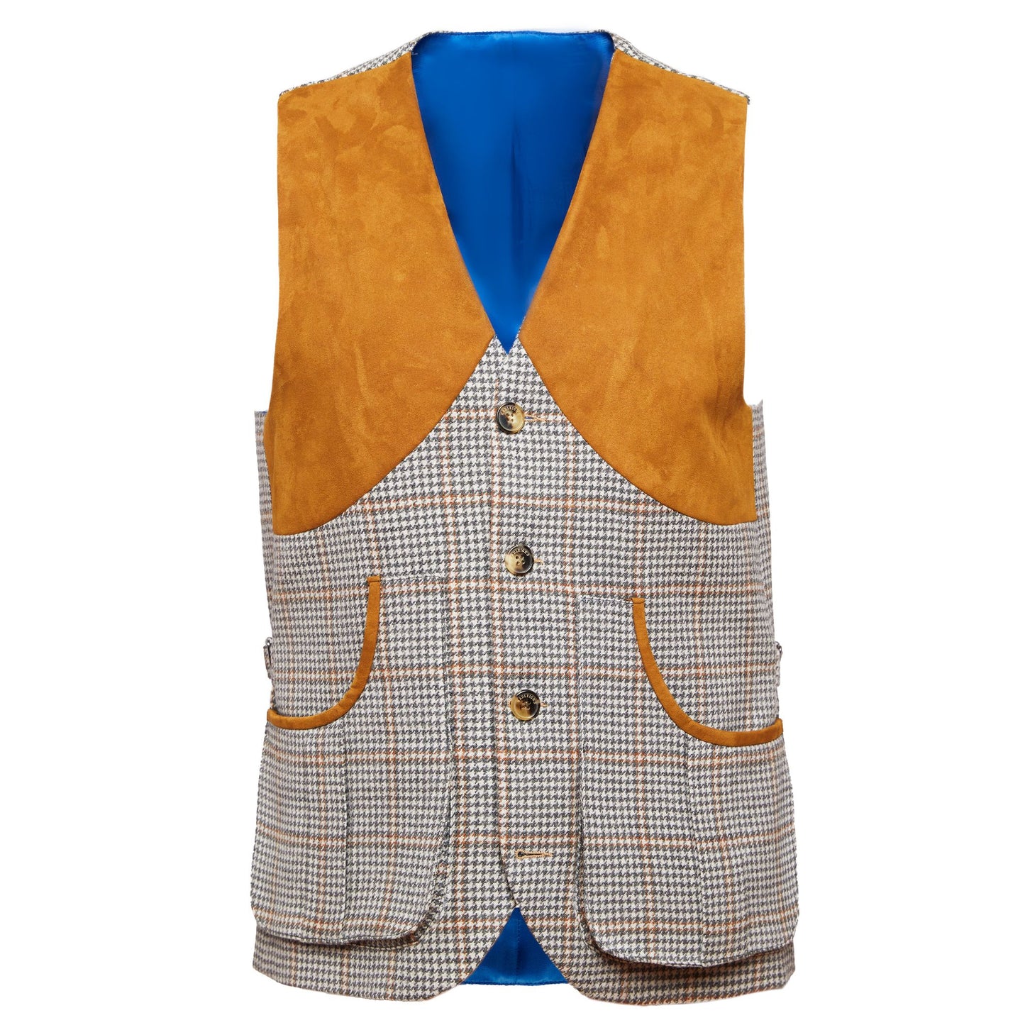 Harkey Field Vest in Grey/Tan Houndstooth