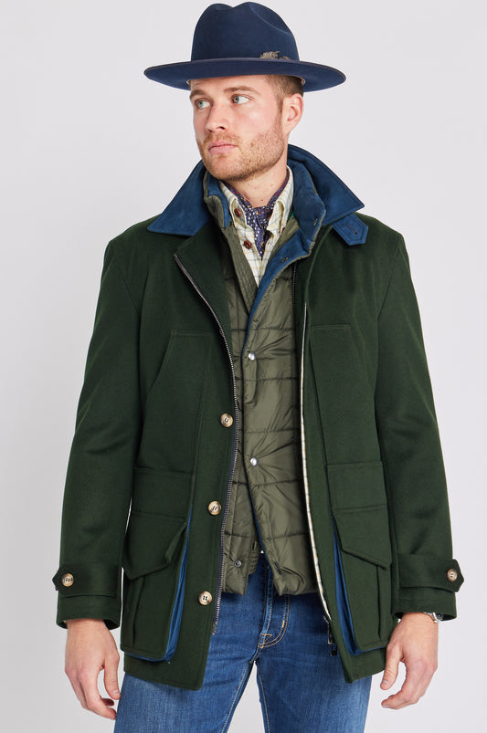 Charlie Field Coat in Hunter Green Storm System