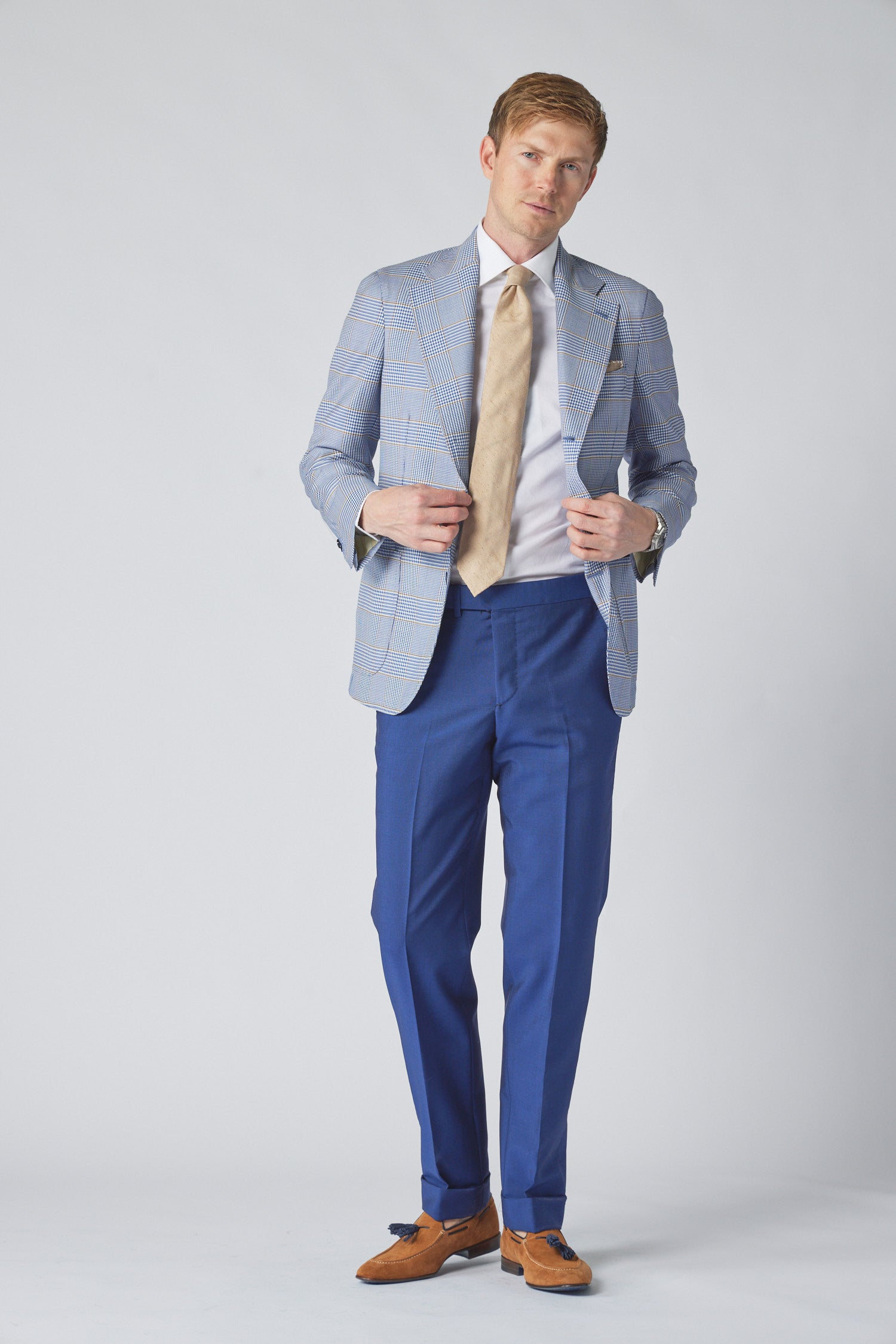 Blue jacket clearance grey pants suit