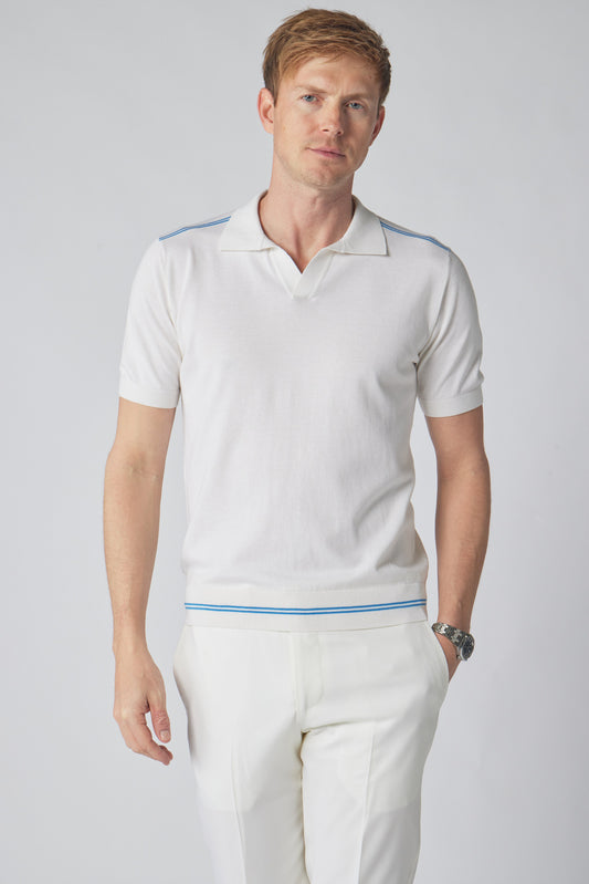 Cotton Silk Blend Polo with Contrast Edge