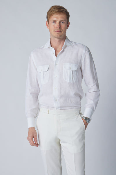 Linen Work Shirt in White – Hadleigh's