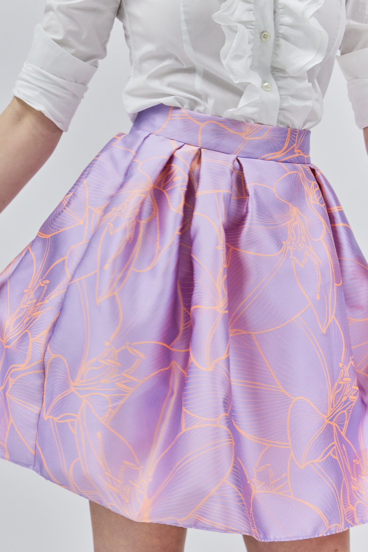 Silk Floral Charlotte Skirt in Purple