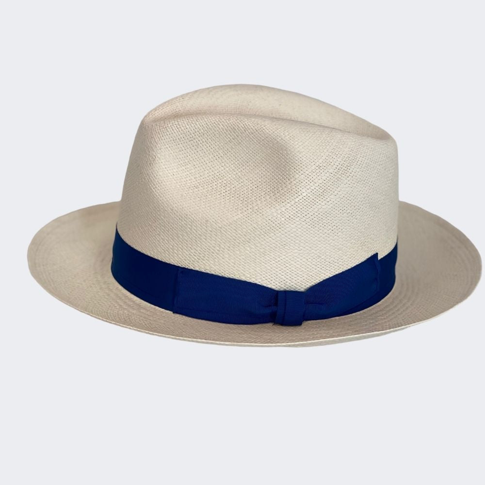 Woven Panama Hat with Navy