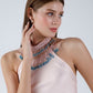 Tie Halter Top With Beaded Collar