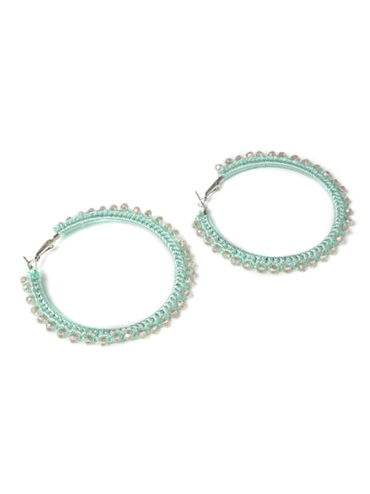 Beaded Hand Crochet Hoop Earrings