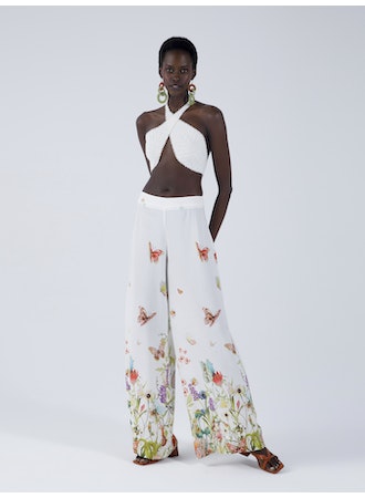 Printed Wide Leg Butterfly Pant