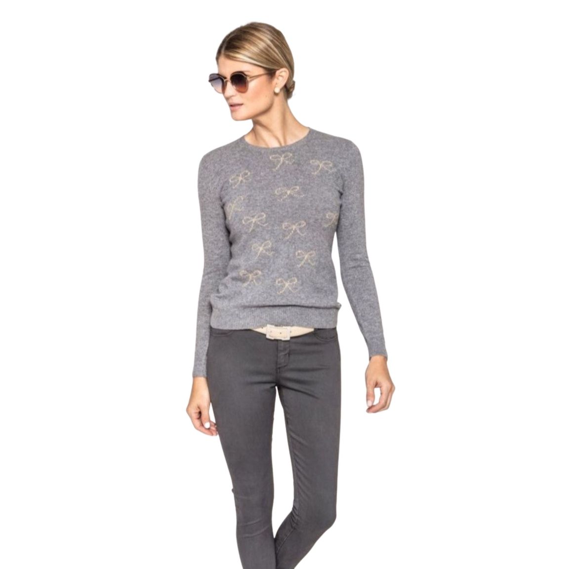 Felicity Sweater with Beige Bows