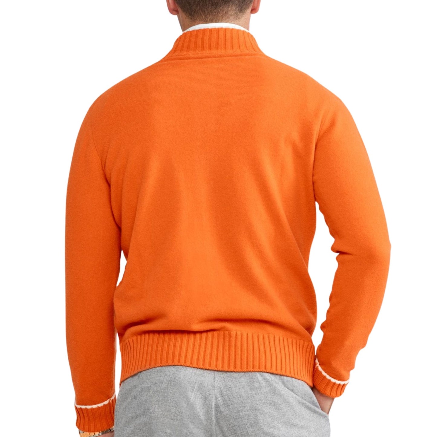 Full Zip Cashmere Cardigan Sweater in Orange