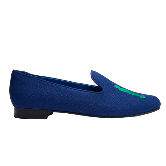 Slipper in Navy and Green