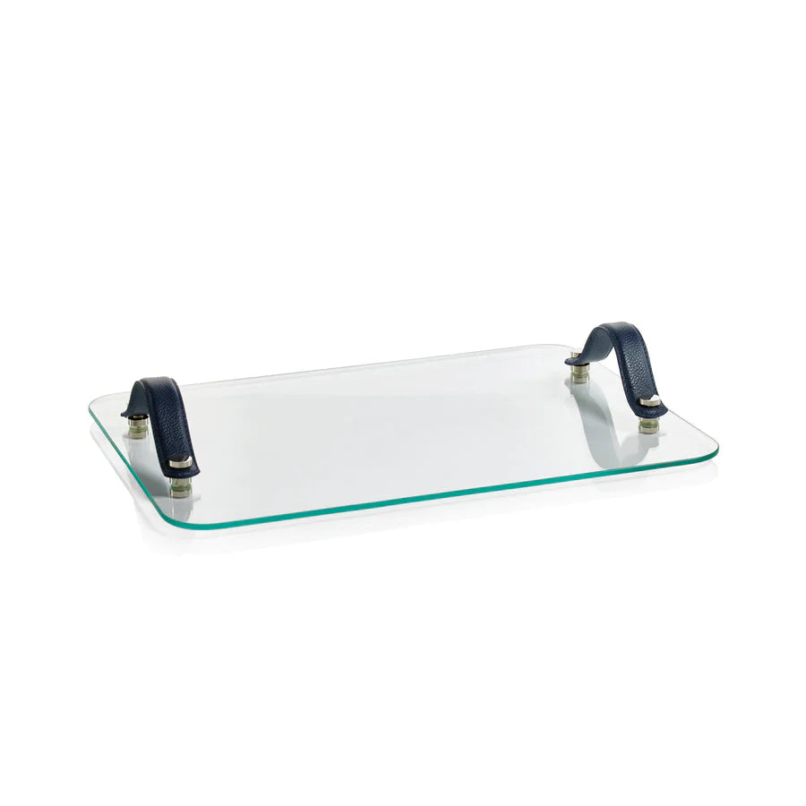 Laguna Glass, Nickel & Leather Bar Tray